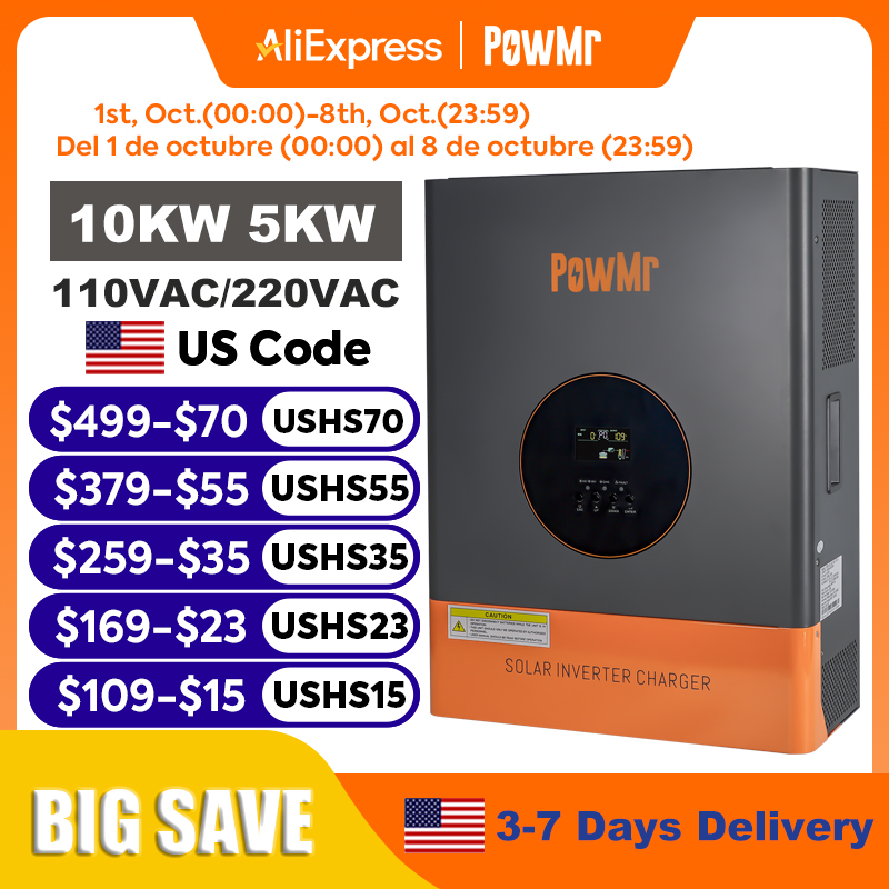 Split Phase Inverter 10Kw 110V 220V - PowMr 10KW 5KW 분리형 인버터 48V